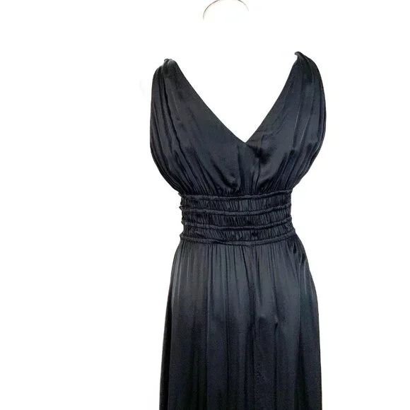 Maje Openwork Satin-Effect Black Maxi Dress Party Prom  Sz 38 (4) - Picture 7 of 16